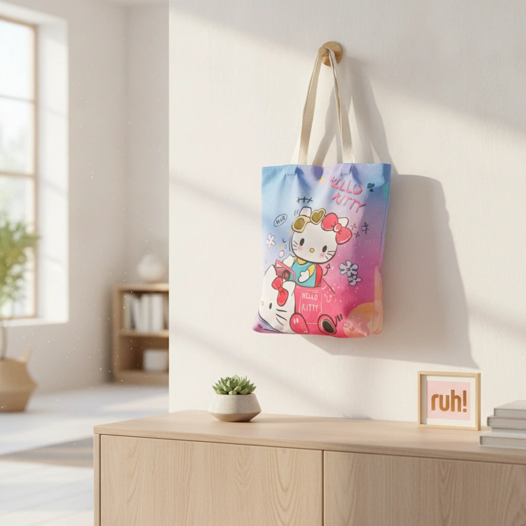 Bolsa Tote Hello Kitty Auto Rosa | 37 x 33 cm