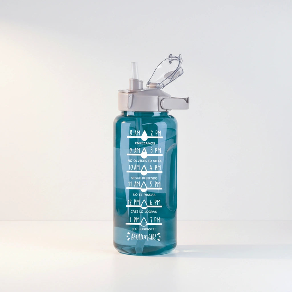 Botella Motivacional de plástico con Tapa Cap. 2 Litros Azul
