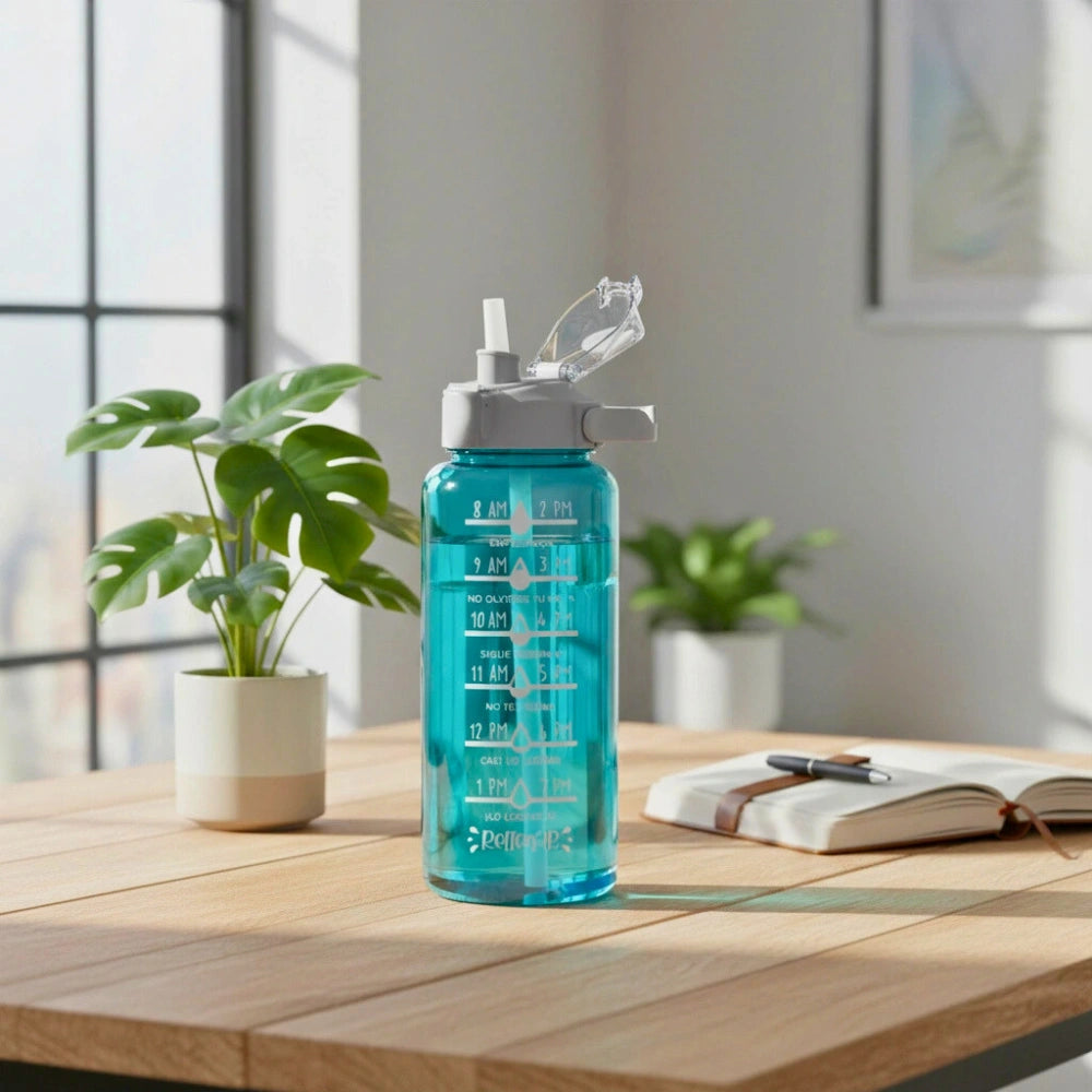 Botella Motivacional de plástico con Tapa Cap. 2 Litros Azul