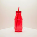 Botella con Popote Traslúcida Roja 1.2 Litros