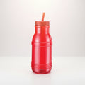 Botella con Popote Traslúcida Roja 1.2 Litros