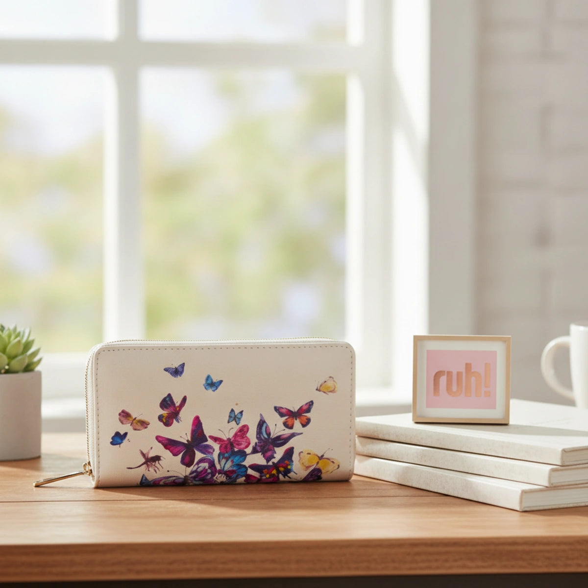 Cartera Mariposas 19 x 10 cm | Organización Compacta en PVC Resistente