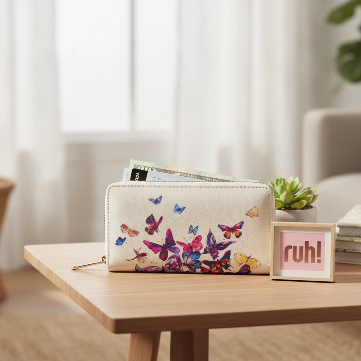 Cartera Mariposas 19 x 10 cm | Organización Compacta en PVC Resistente