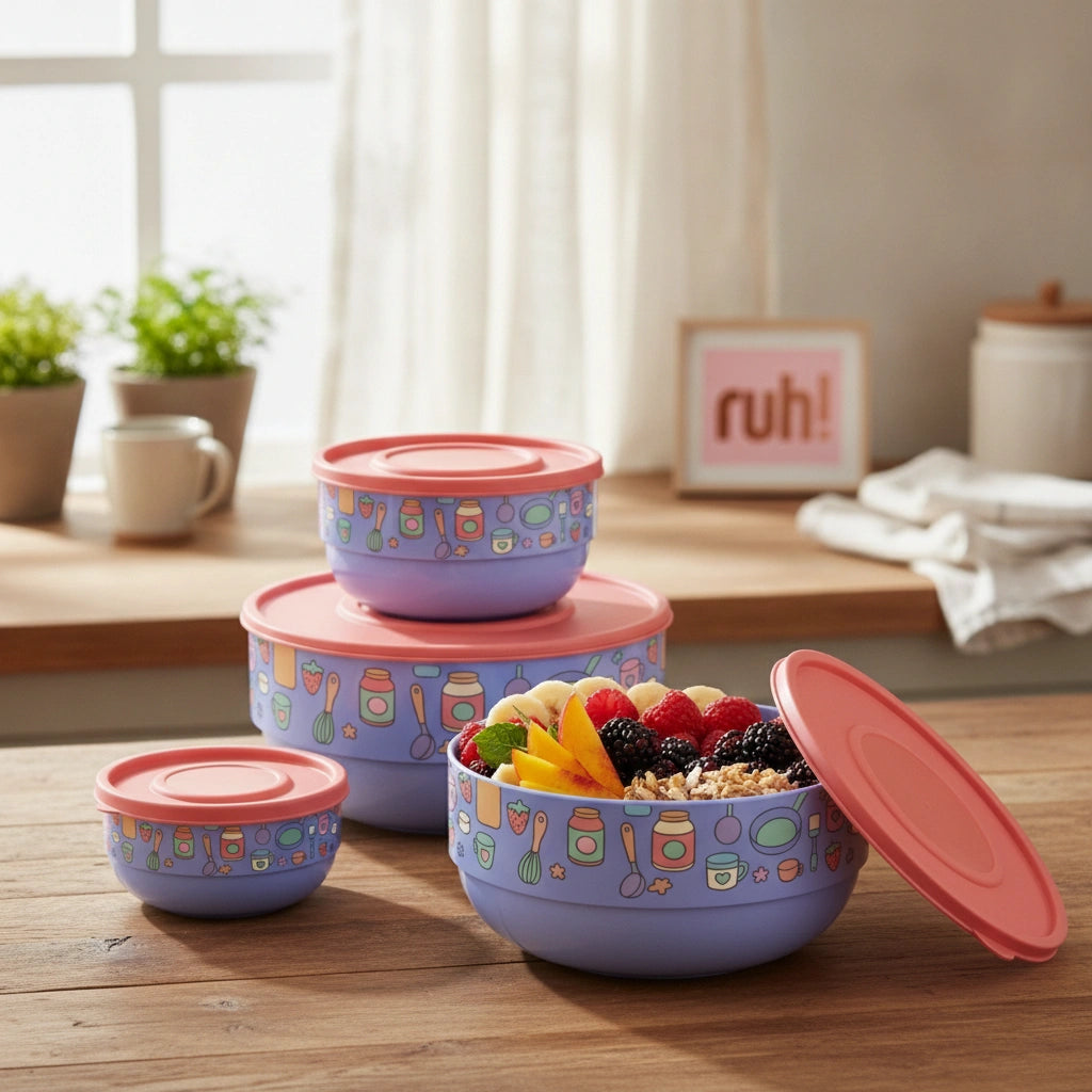 Combo de Contenedores Redondos Sweet Multicolor | 180 ml, 450 ml, 1 L y 1.2 L