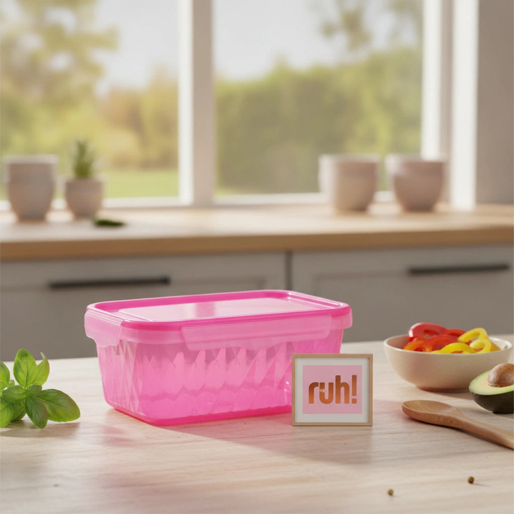 Contenedor Rosa 1 Litro con Tapa Hermética