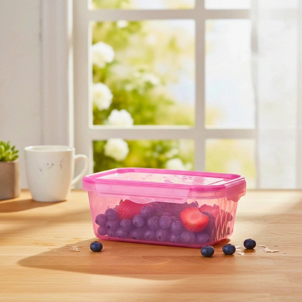 Contenedor Rosa 1 Litro con Tapa Hermética