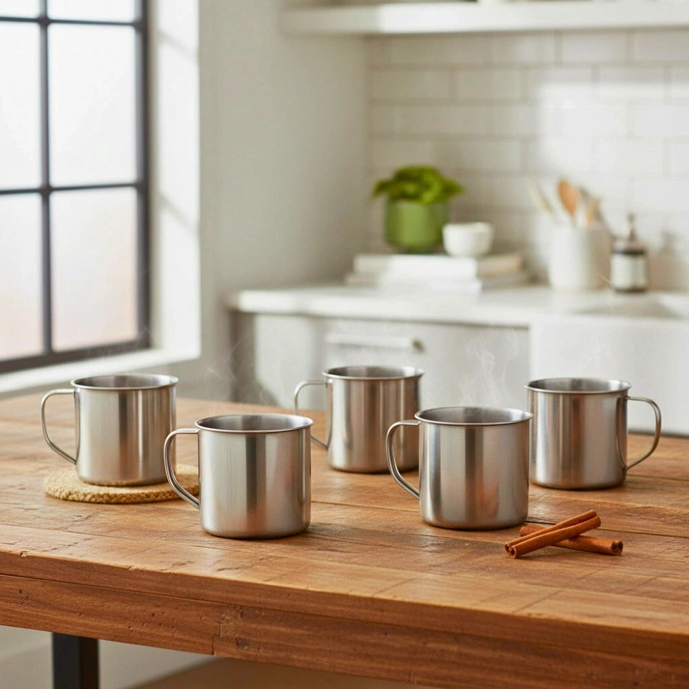 Juego de 6 Tazas de Acero Inoxidable | 350 ml