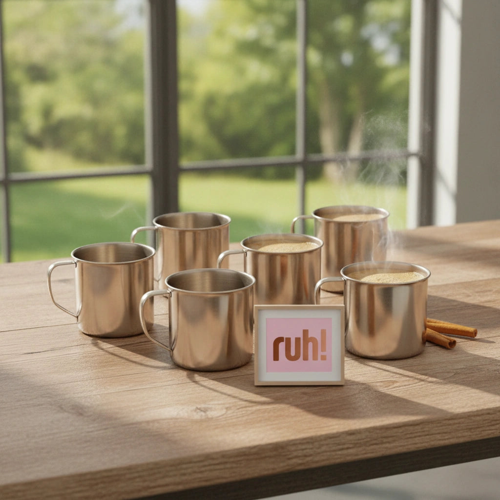 Juego de 6 Tazas de Acero Inoxidable | 350 ml