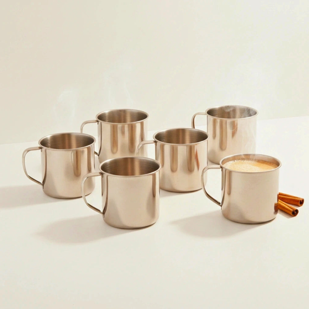 Juego de 6 Tazas de Acero Inoxidable | 350 ml