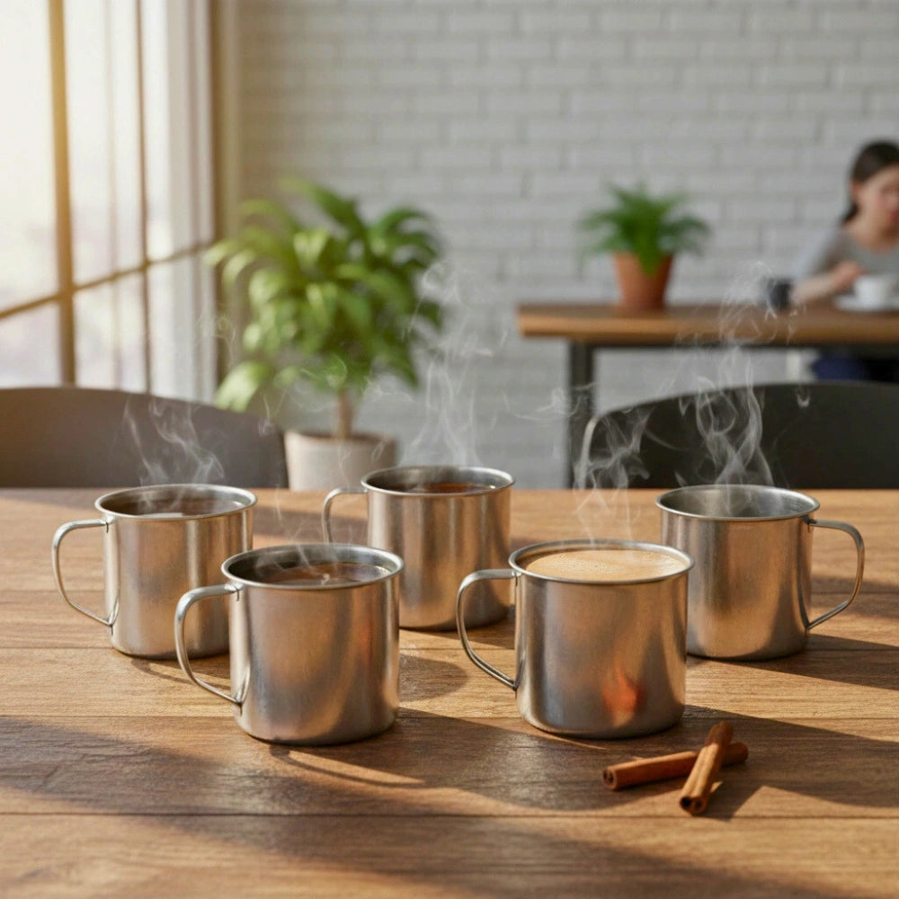 Juego de 6 Tazas de Acero Inoxidable | 350 ml