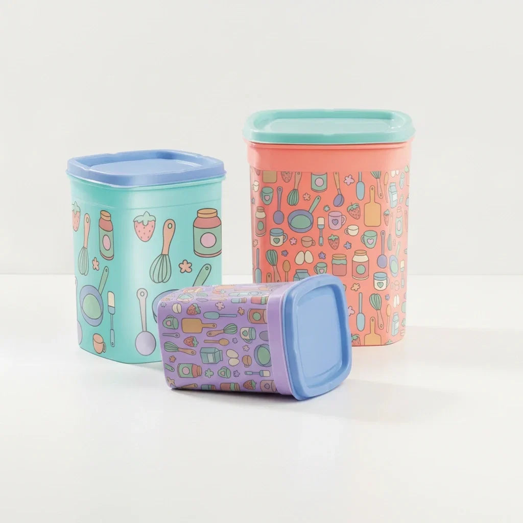 Juego de Contenedores rectangulares con tapa Sweet Multicolor | 300 ml, 800 ml y 1.5 L