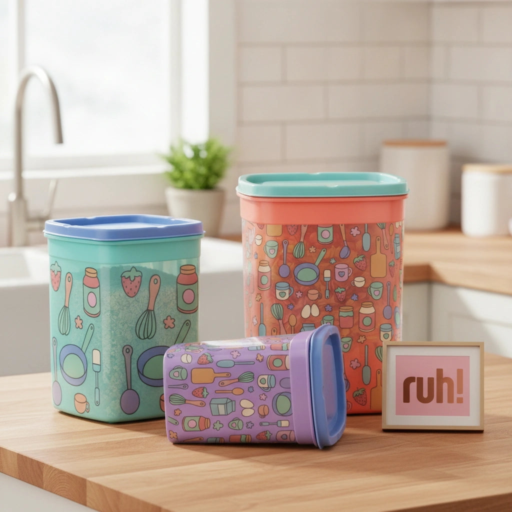 Juego de Contenedores rectangulares con tapa Sweet Multicolor | 300 ml, 800 ml y 1.5 L