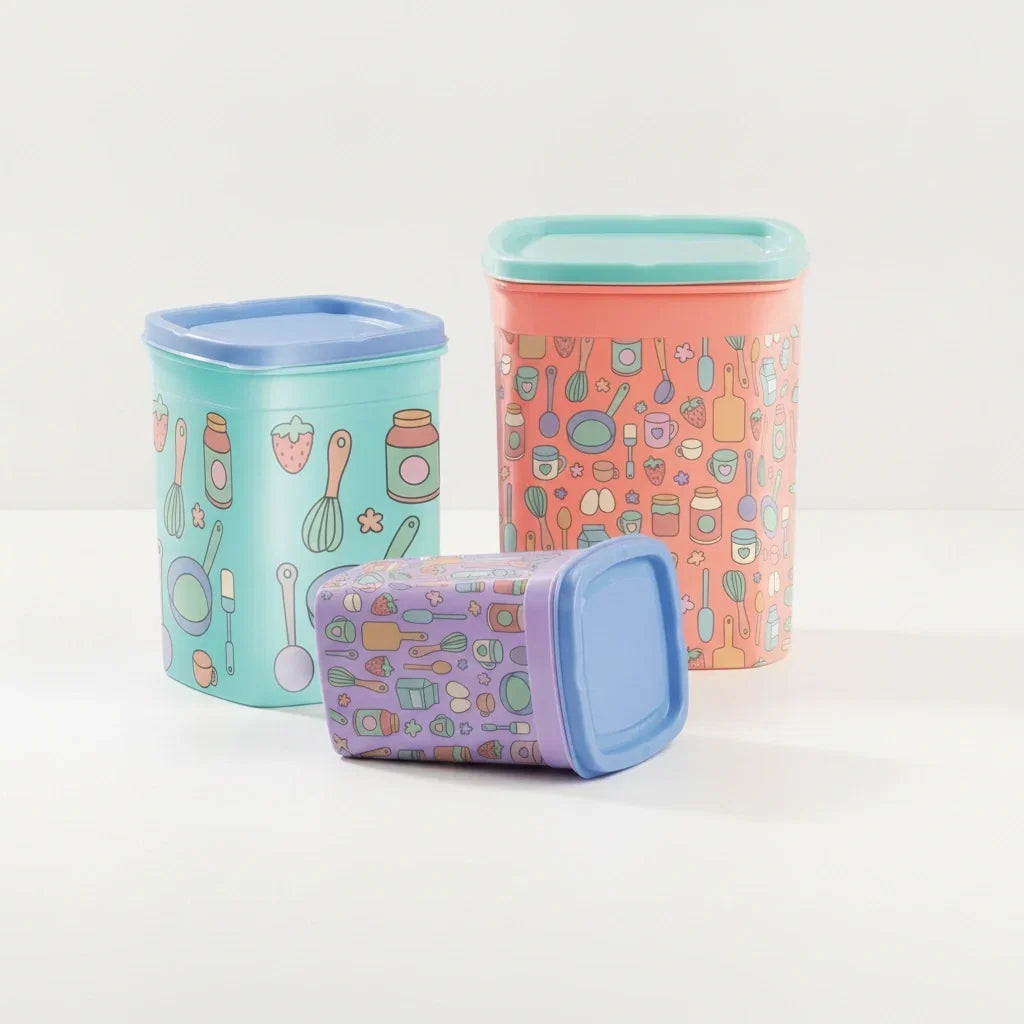 Juego de Contenedores rectangulares con tapa Sweet Multicolor | 300 ml, 800 ml y 1.5 L