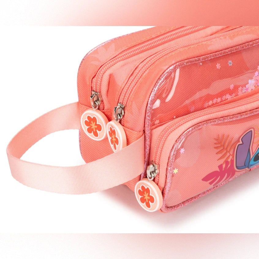 Lapicera Escolar Triple Compartimento Coral Stitch