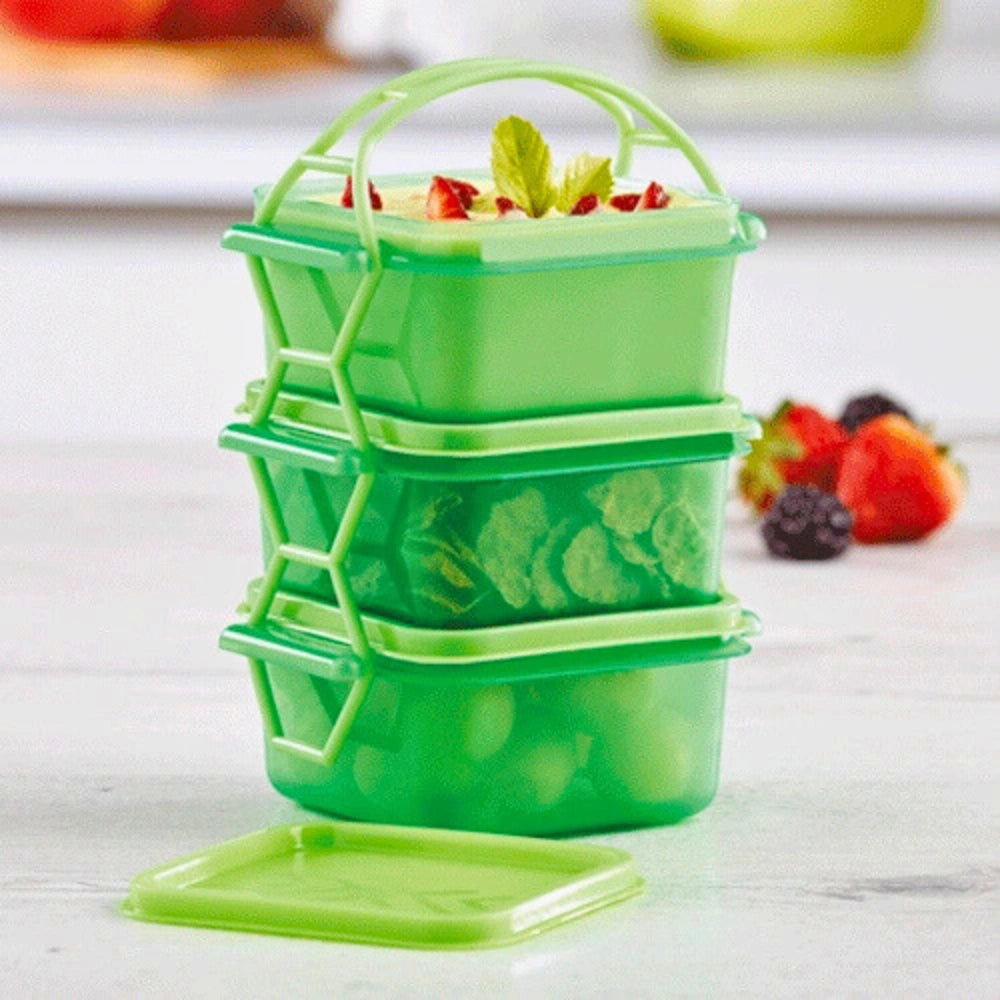 Mini Portaviandas con 3 contenedores Verde | 180 ml c/u