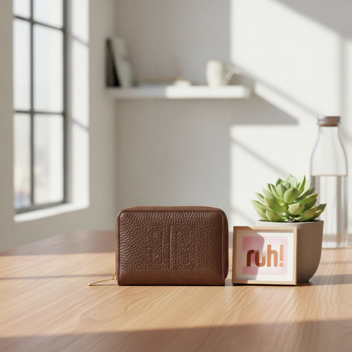 Monedero Minimalista Marrón 8.5 x 10 cm | Compacto para Monedas y Tarjetas