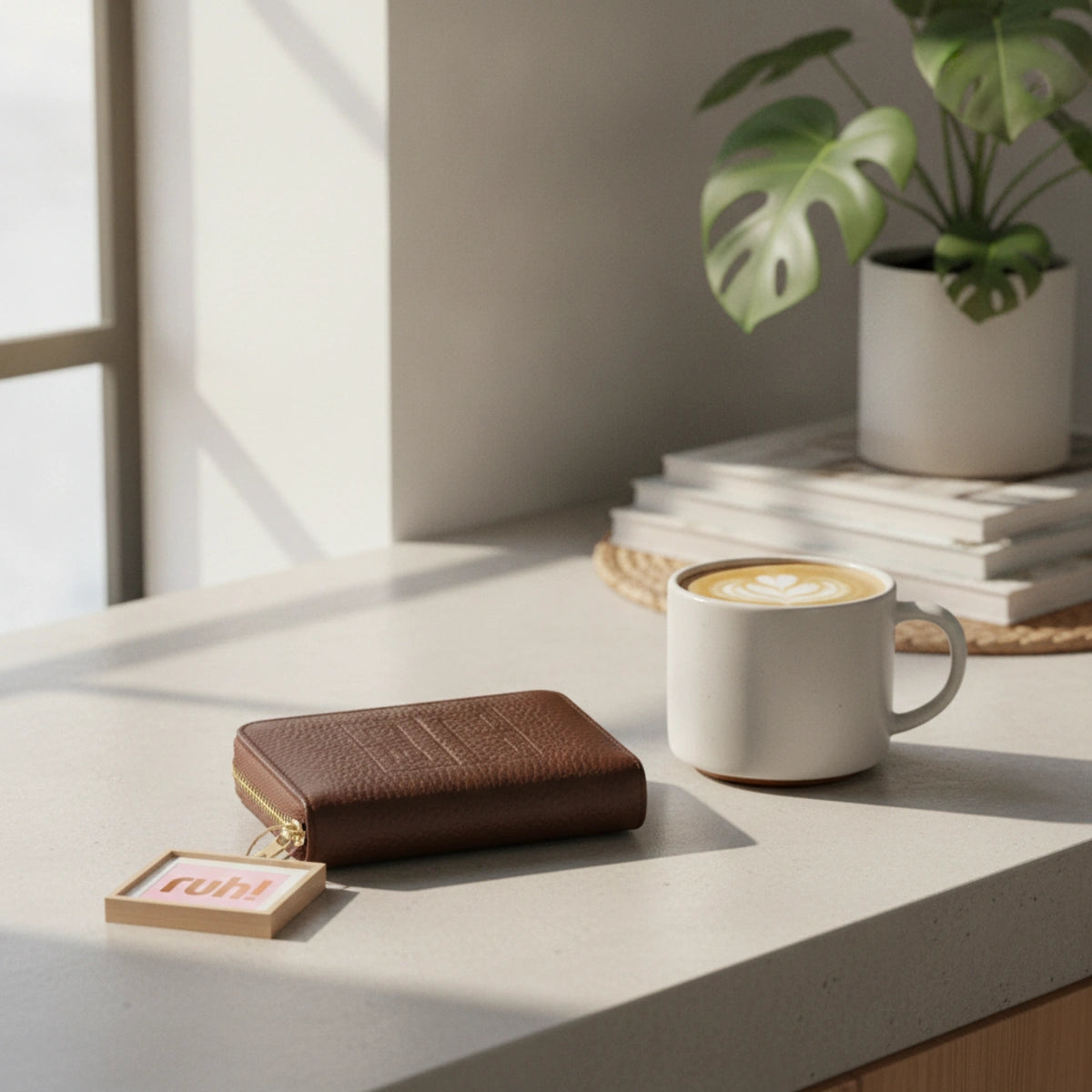 Monedero Minimalista Marrón 8.5 x 10 cm | Compacto para Monedas y Tarjetas