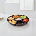 Plato Botanero Salsero Negro 7 Compartimentos | 19.5 cm