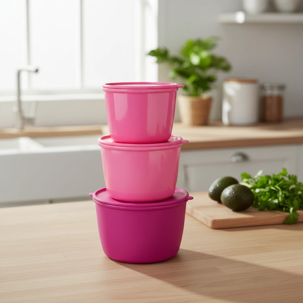 Set 3 Contenedores Rosa 1.6 L, 860 ml y 385 ml