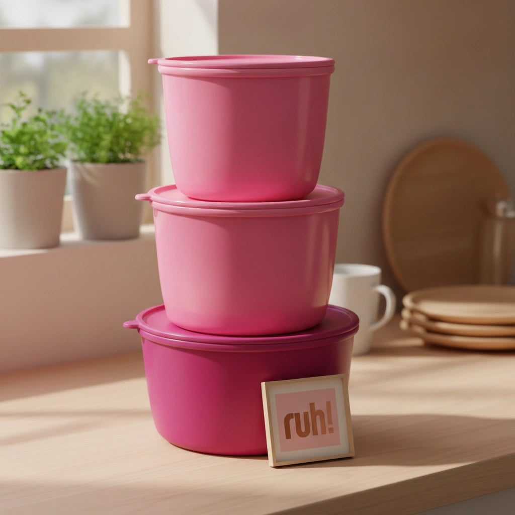 Set 3 Contenedores Rosa 1.6 L, 860 ml y 385 ml