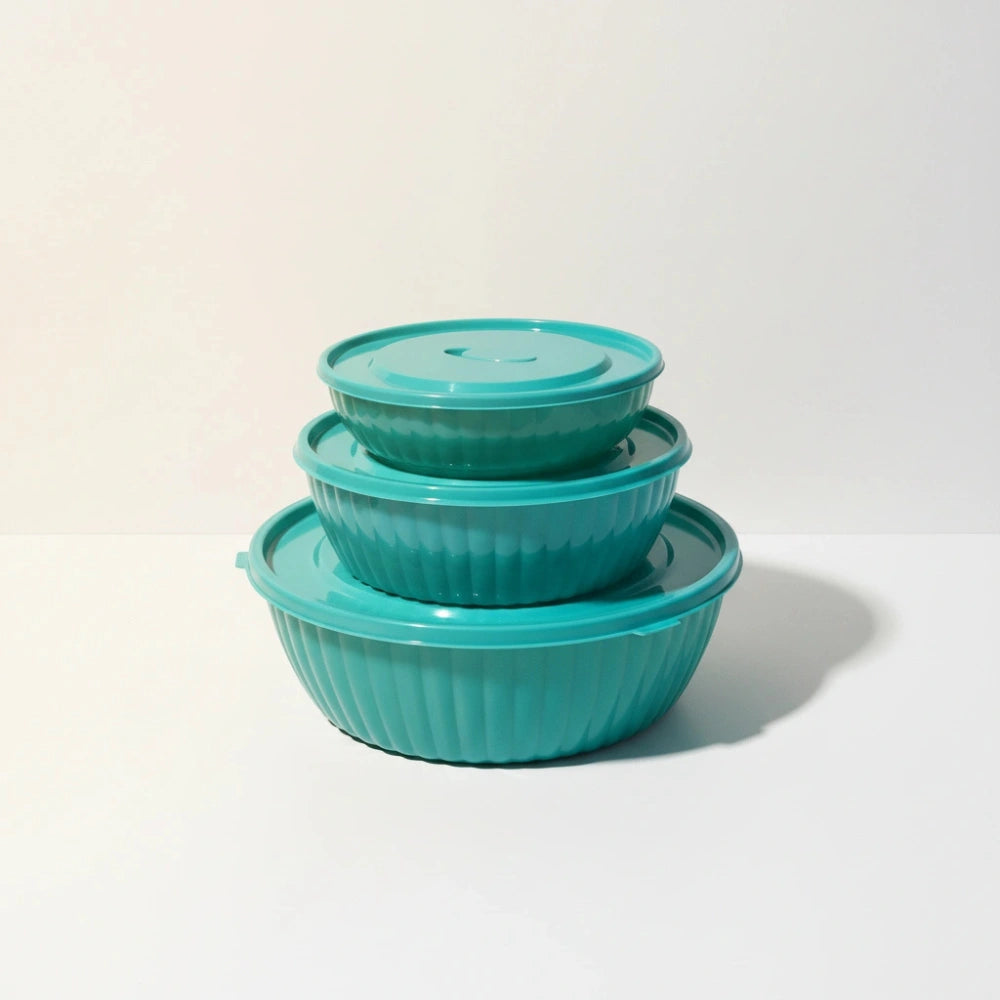 Set 3 Plastirefractarios Turquesa Con Válvula | 500 ml, 1.2 L y 2.5 L