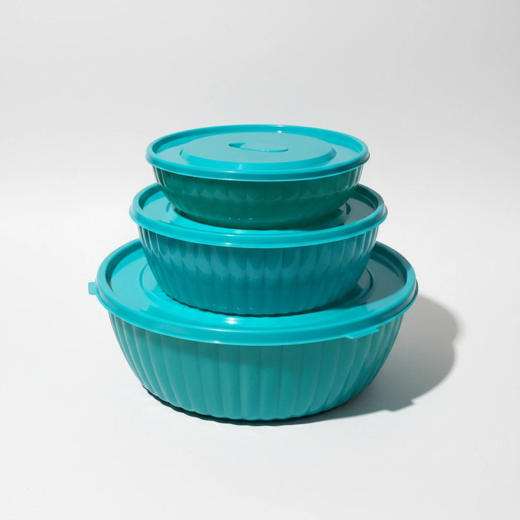 Set 3 Plastirefractarios Turquesa Con Válvula | 500 ml, 1.2 L y 2.5 L