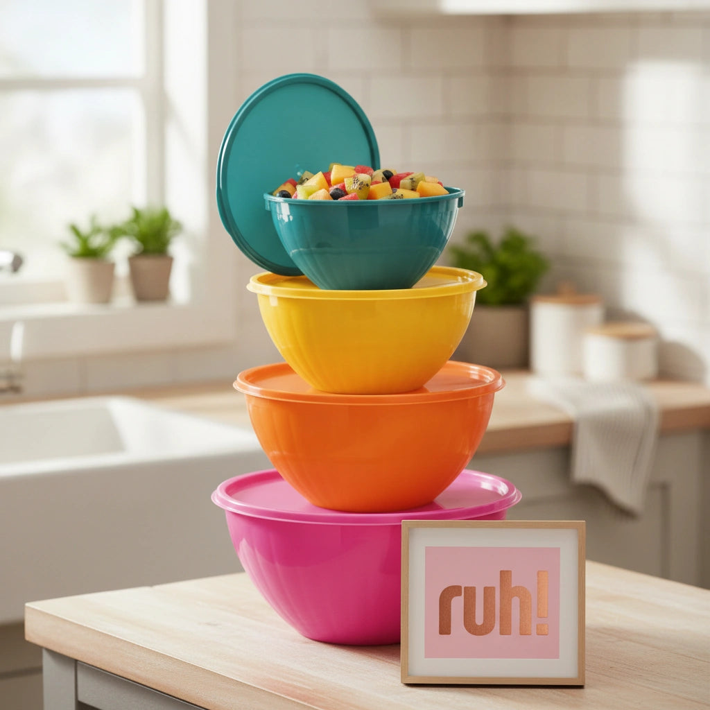 Set 4 Bowls con Tapa Apilables | 1.2 L, 1.8 L, 2.5 L y 4.2 L.