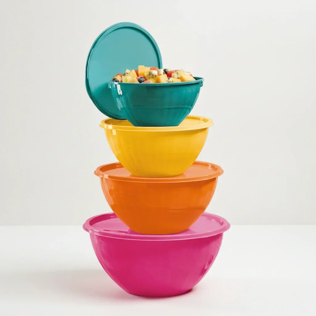 Set 4 Bowls con Tapa Apilables | 1.2 L, 1.8 L, 2.5 L y 4.2 L.