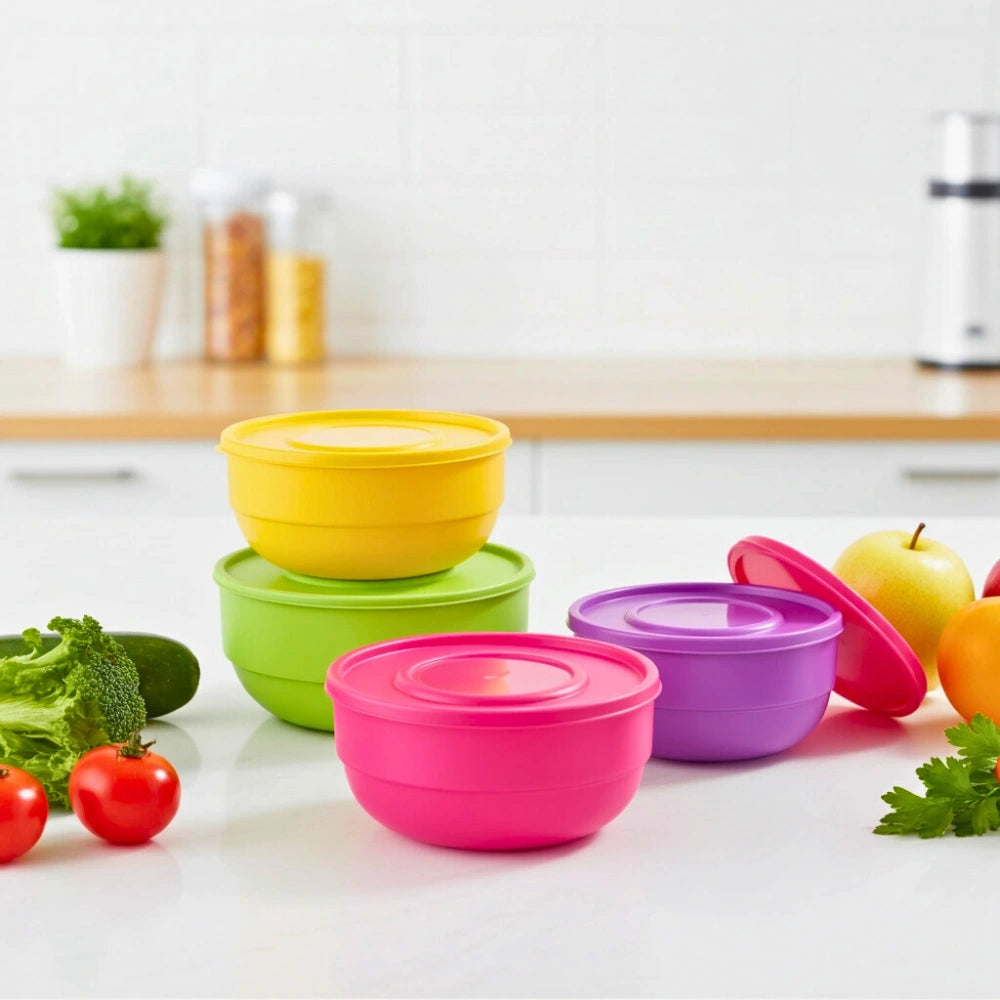 Set 4 Contenedores Redondos | 250 ml, 500 ml, 1 L y 1.5 L.