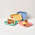 Set 4 Platos Cuadrados 14.5 cm | Postre Plástico Resistente