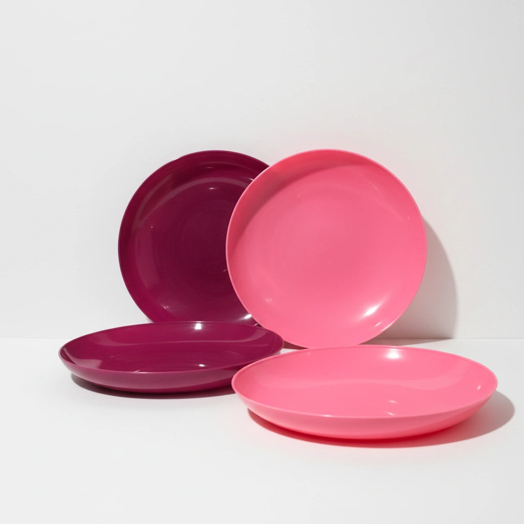 Set 4 Platos Redondos Rosa-Guinda | 21 cm