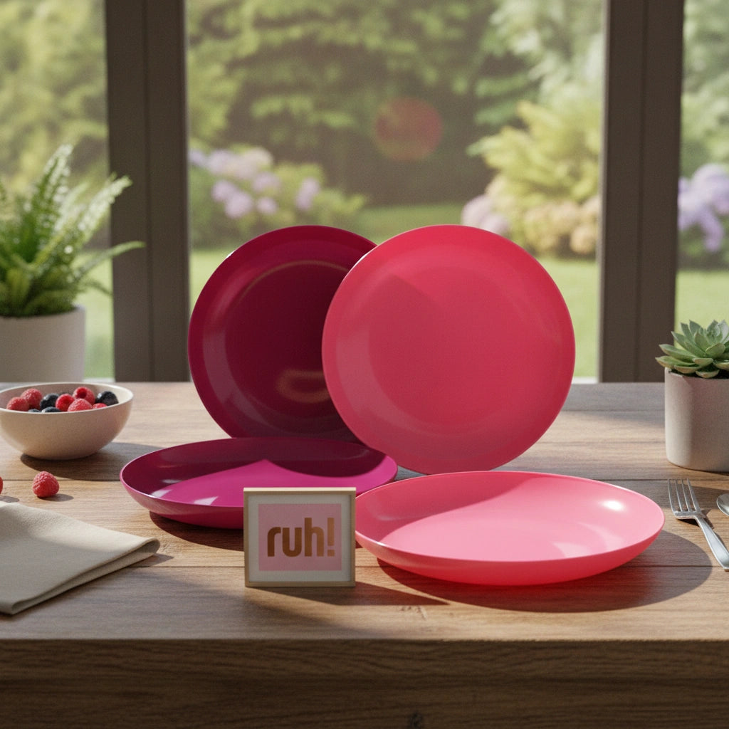 Set 4 Platos Redondos Rosa-Guinda | 21 cm