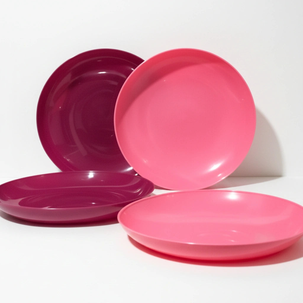 Set 4 Platos Redondos Rosa-Guinda | 21 cm