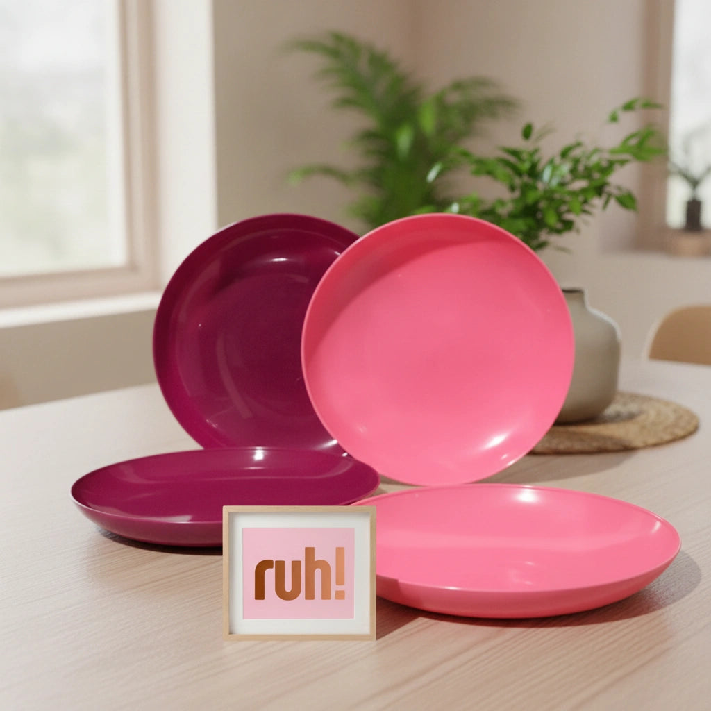 Set 4 Platos Redondos Rosa-Guinda | 21 cm