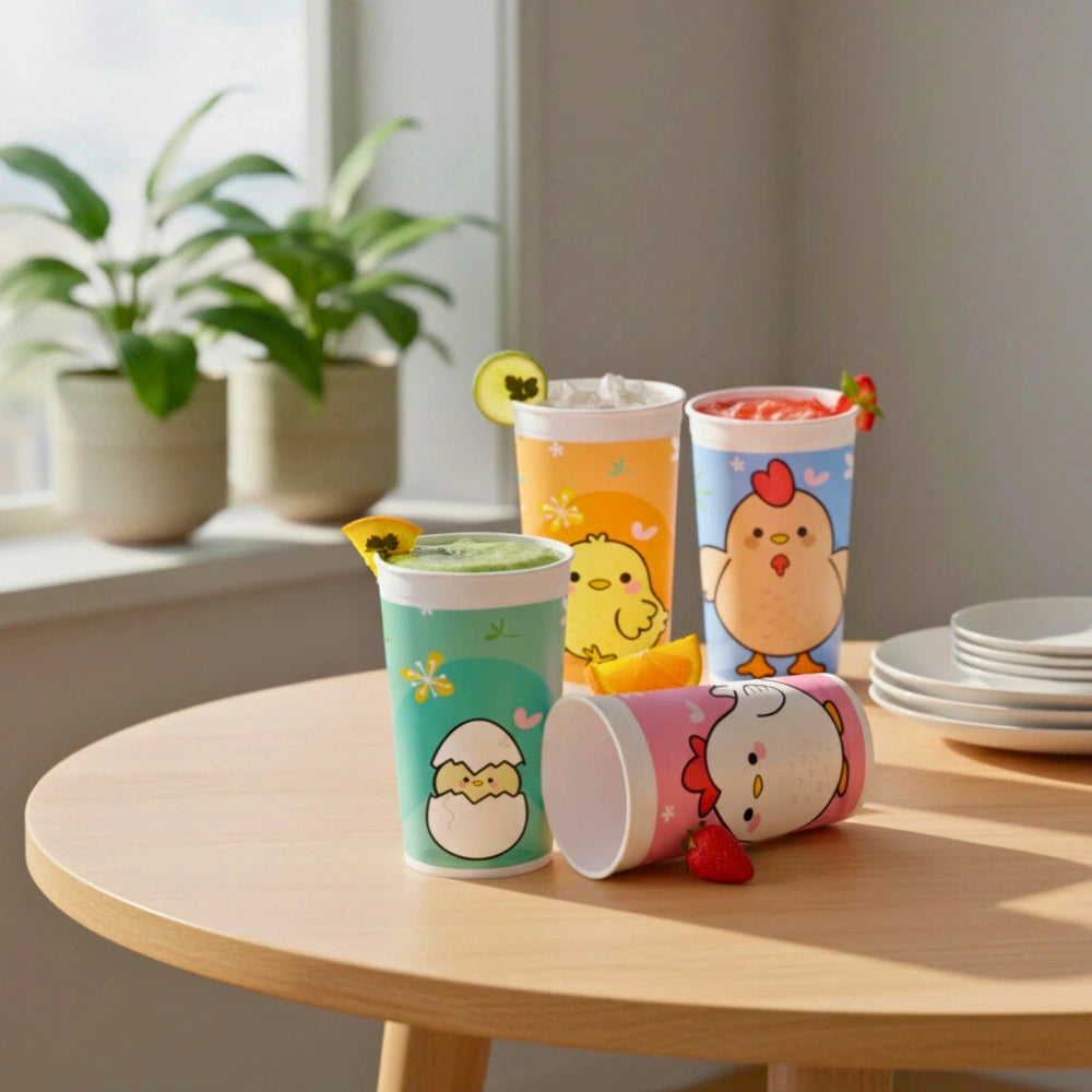 Set 4 Vasos Pollito | 950 ml | Plástico