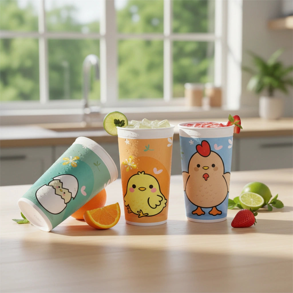 Set 4 Vasos Pollito | 950 ml | Plástico