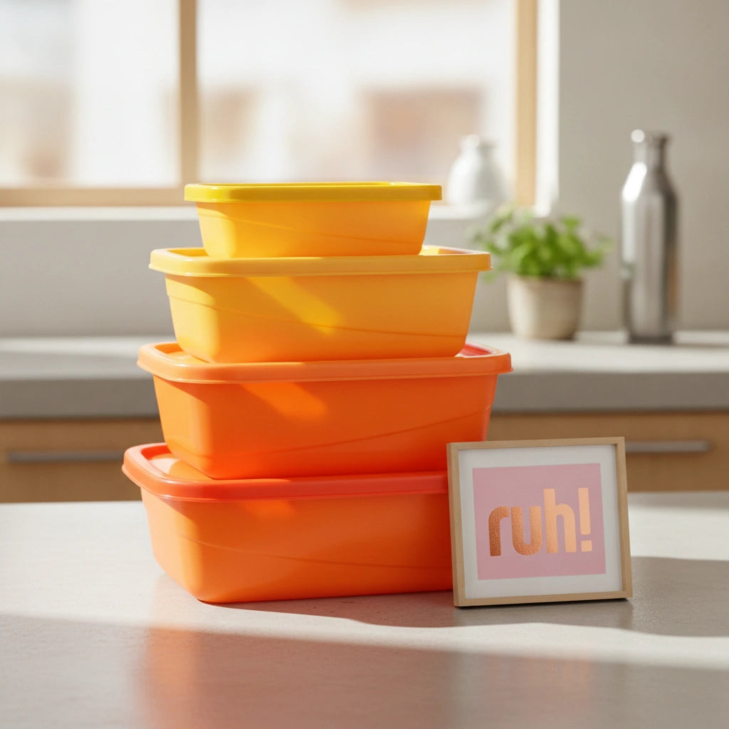 Set 4 contenedores naranja-amarillo | 1.8 L, 1.1 L, 650 ml y 250 ml