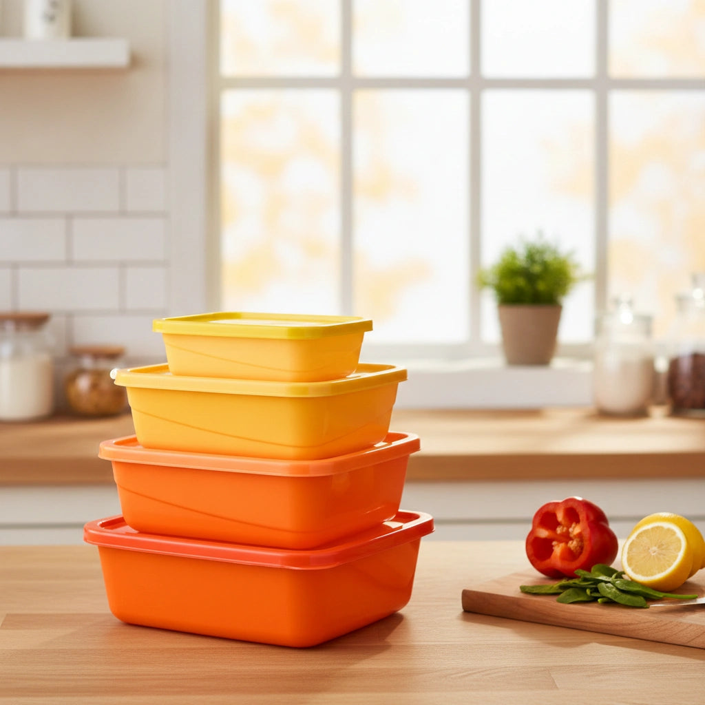 Set 4 contenedores naranja-amarillo | 1.8 L, 1.1 L, 650 ml y 250 ml