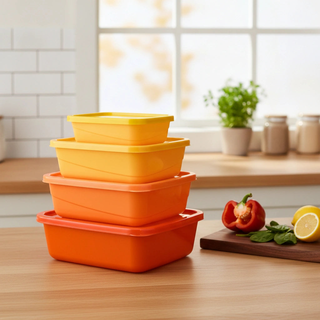 Set 4 contenedores naranja-amarillo | 1.8 L, 1.1 L, 650 ml y 250 ml