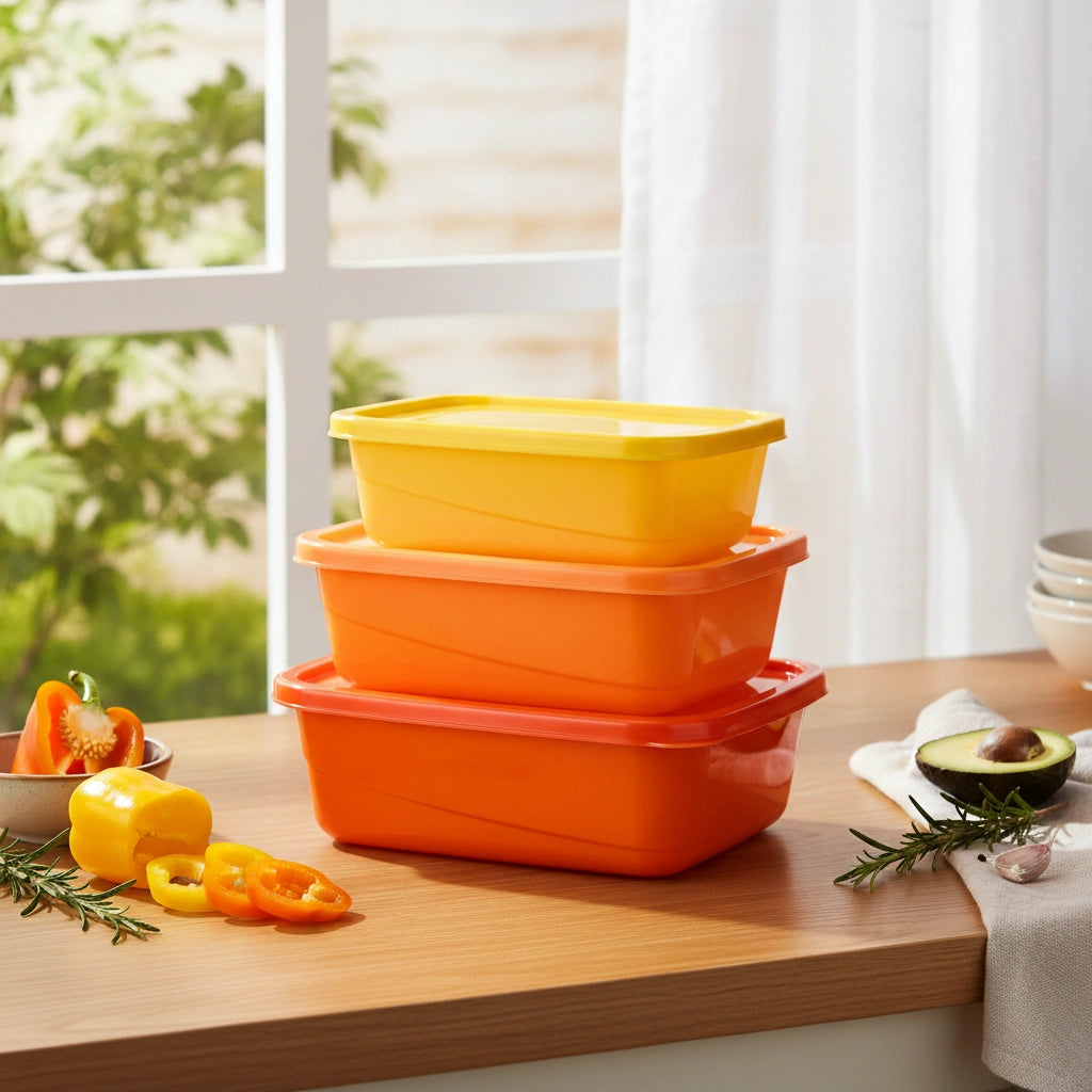 Set 4 contenedores naranja-amarillo | 1.8 L, 1.1 L, 650 ml y 250 ml