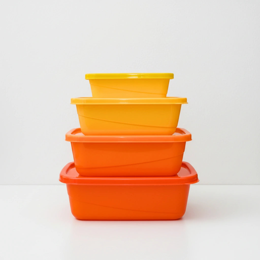 Set 4 contenedores naranja-amarillo | 1.8 L, 1.1 L, 650 ml y 250 ml