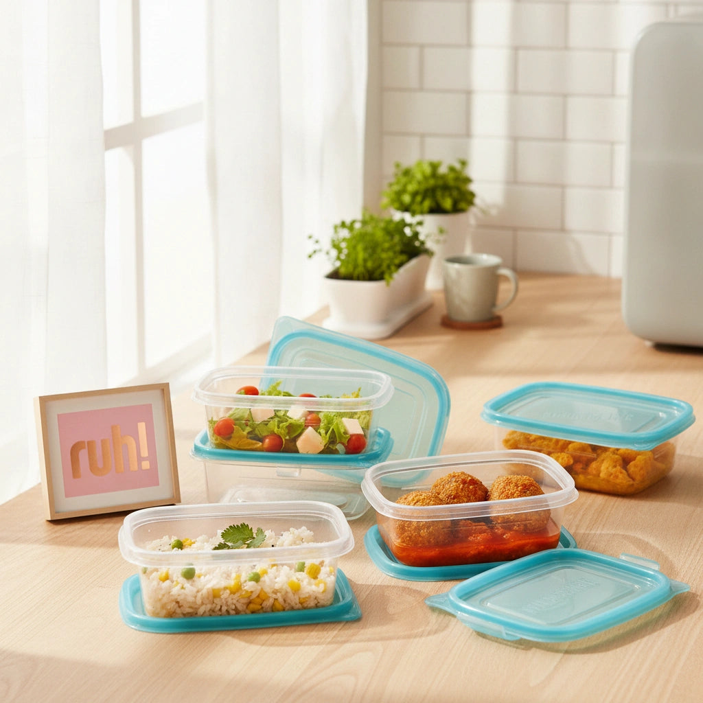 Set 5 Contenedores Plástico Flexible 450 ml
