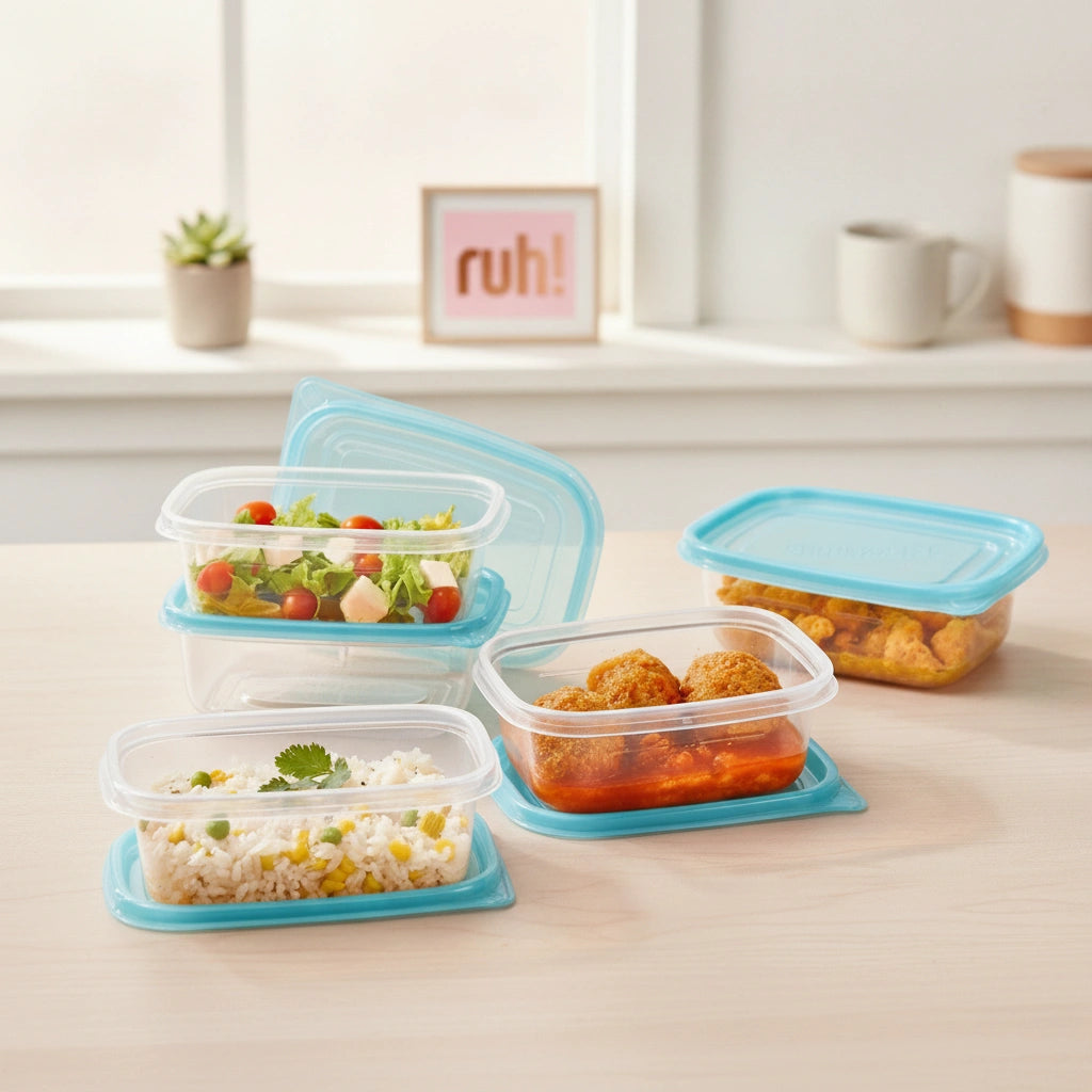 Set 5 Contenedores Plástico Flexible 450 ml