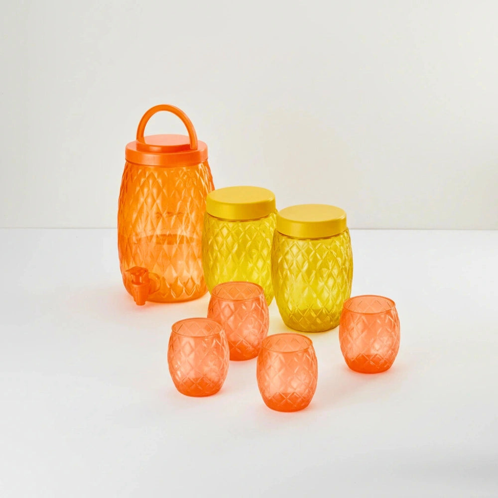 Set 7 Pzas Vitrolero 2.8 L, Contenedores 1.1 L, Vasos 300 ml