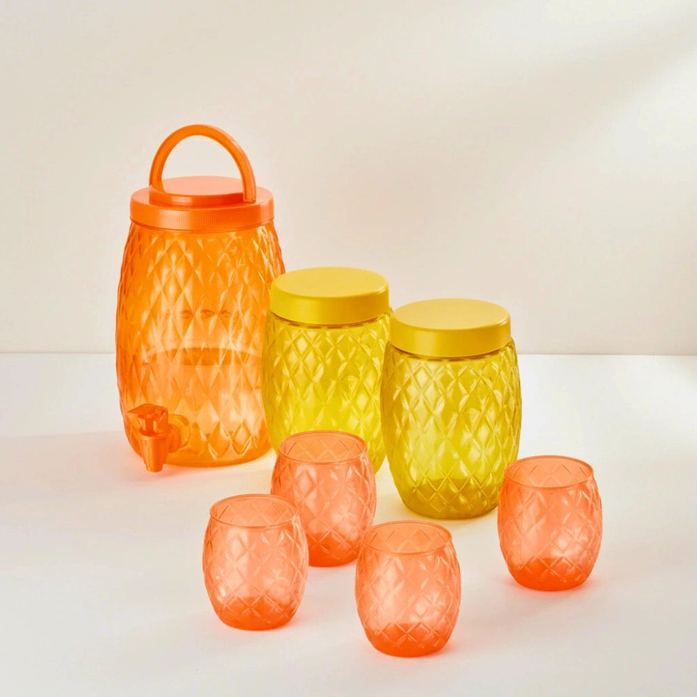 Set 7 Pzas Vitrolero 2.8 L, Contenedores 1.1 L, Vasos 300 ml