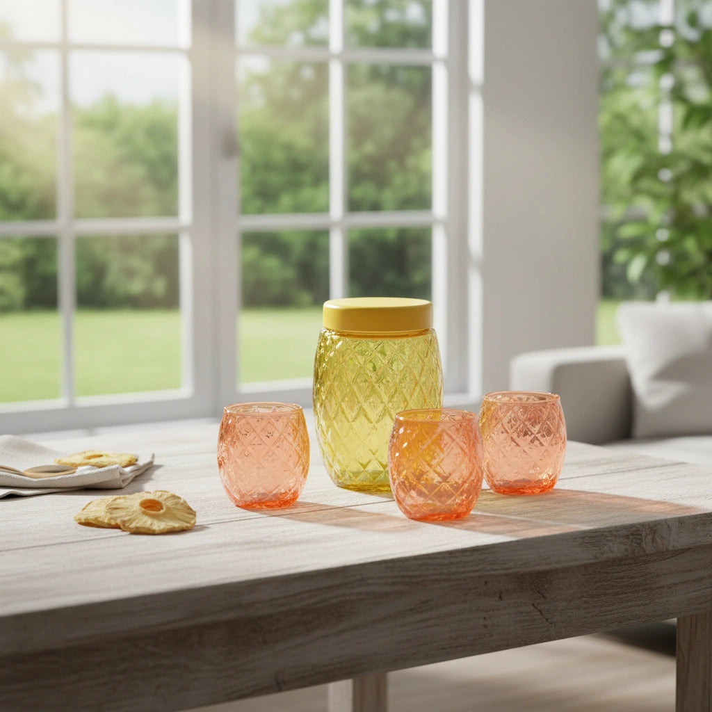 Set Citrus 5 Piezas | 4 Vasos y un Contenedor