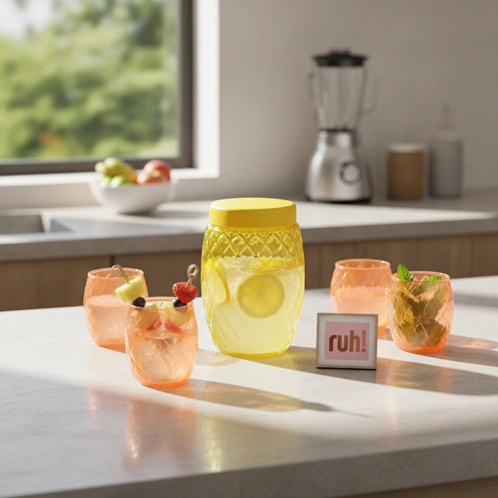 Set Citrus 5 Piezas | 4 Vasos y un Contenedor
