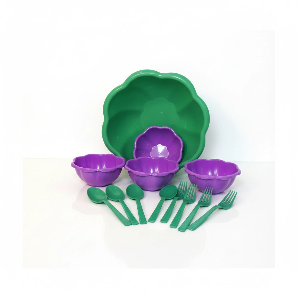 Set Floral Mesa 3 en 1 | Ensaladera, Bowls y Cubiertos
