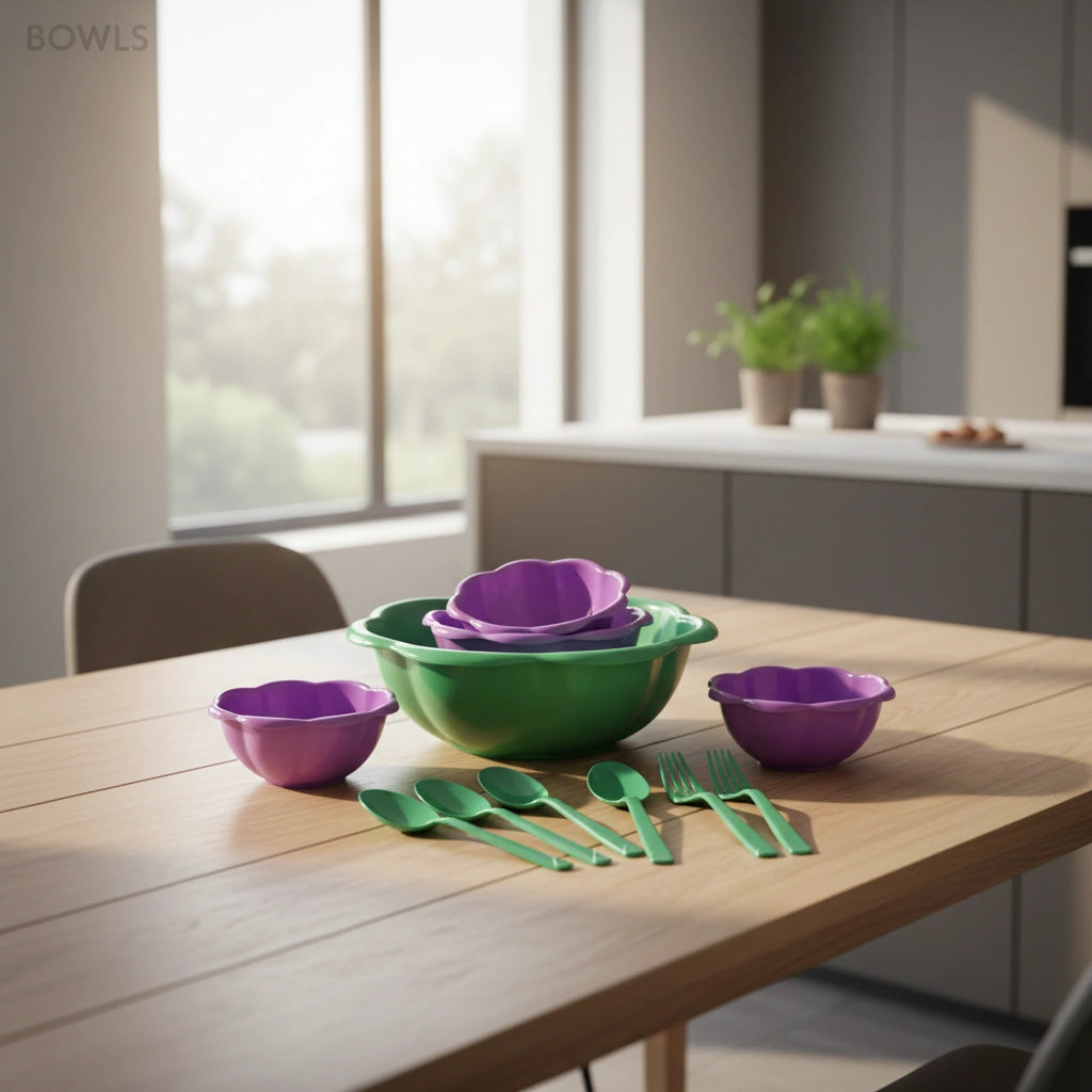 Set Floral Mesa 3 en 1 | Ensaladera, Bowls y Cubiertos