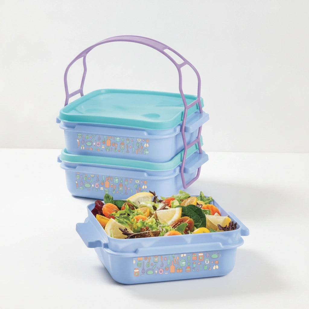Set Portavianda con Tapa y asa Sweet Multicolor | 750 ml c/u